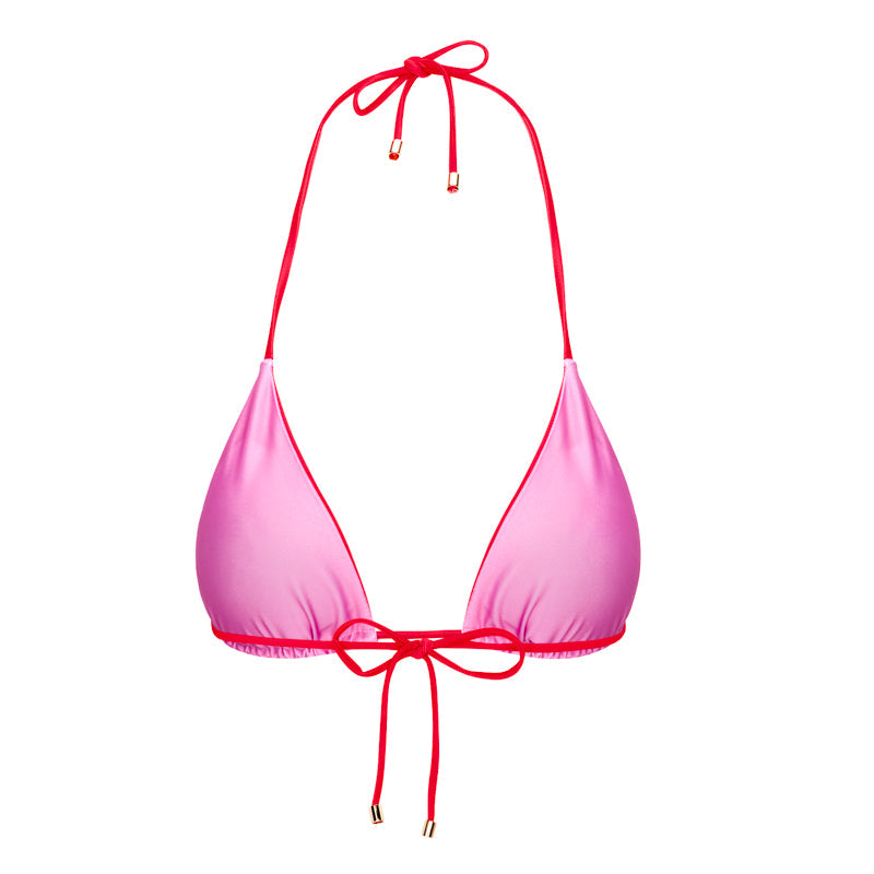 Cordes Bikini Top / Pink + Red by East x East