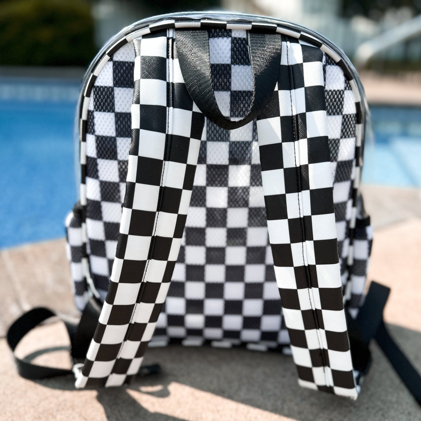 Kids Clear Checkered Backpack by Big Little Wish