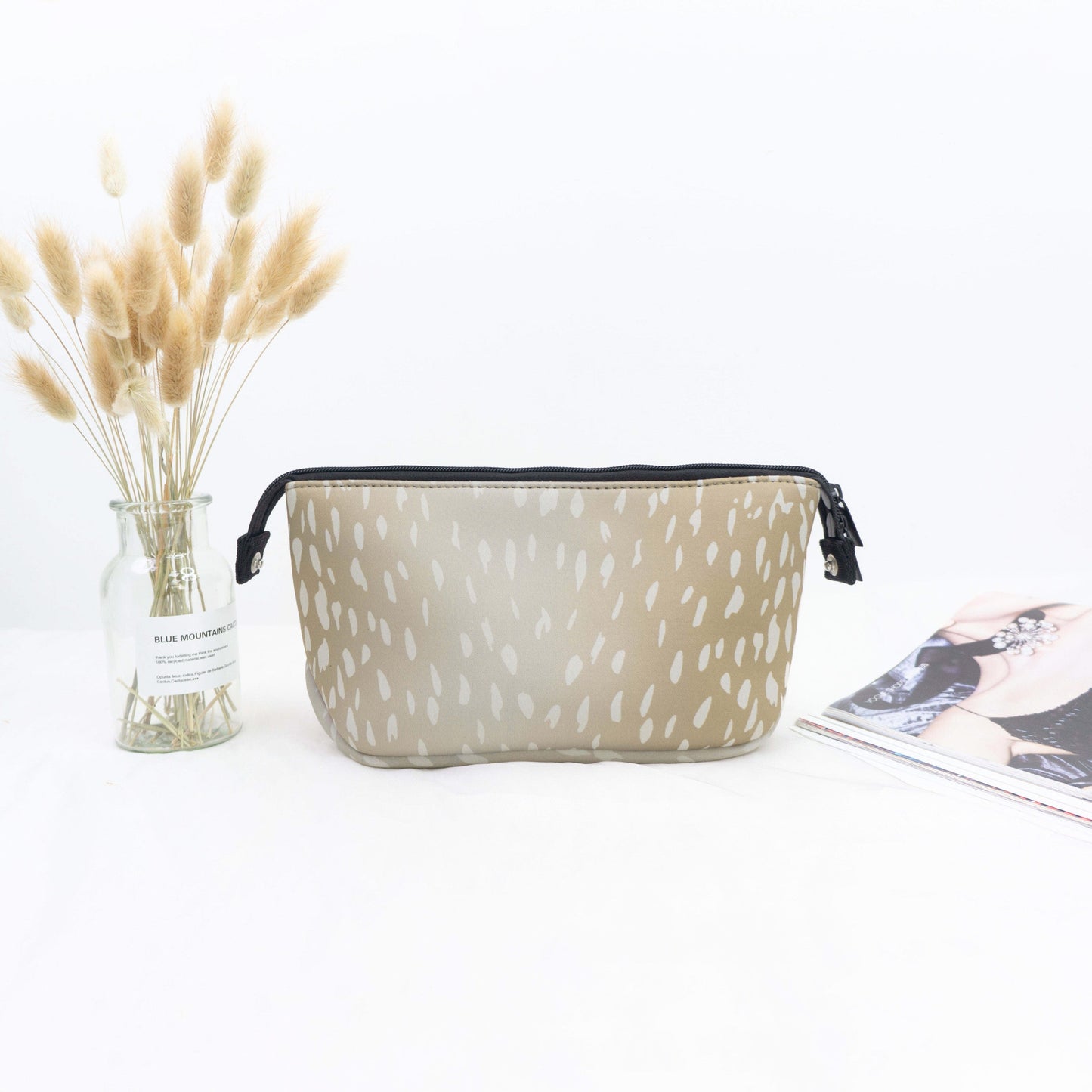 The Maria Neoprene Cosmetic Bag - Beige Fawn by Babs+Birdie