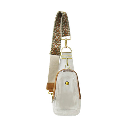 The James | Clear with Brown Trim Sling Bag - Pick Your Strap by Babs+Birdie