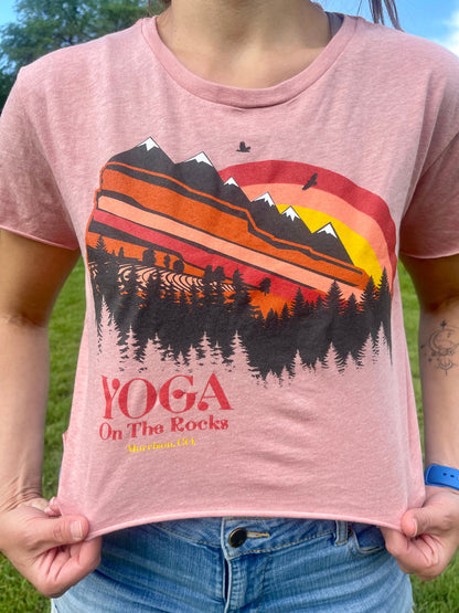 Rainbow Yoga on the Rocks Crop Top by Colorado Threads Clothing