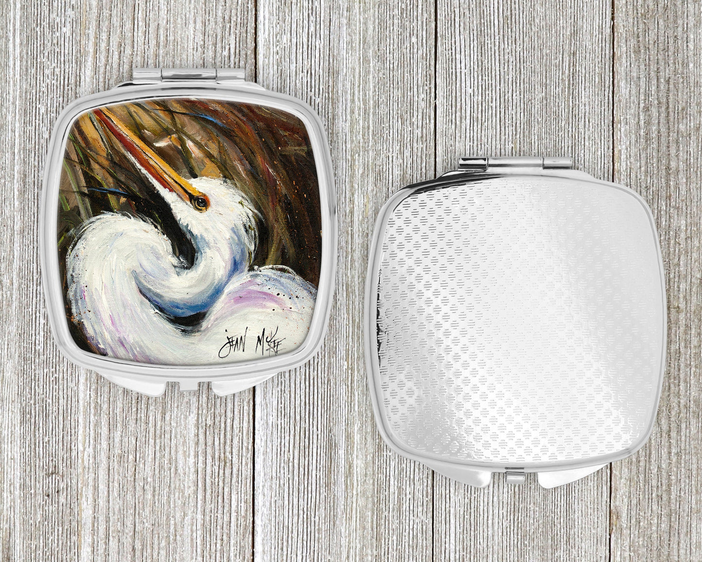 White Egret Compact Mirror JMK1214SCM by Caroline's Treasures