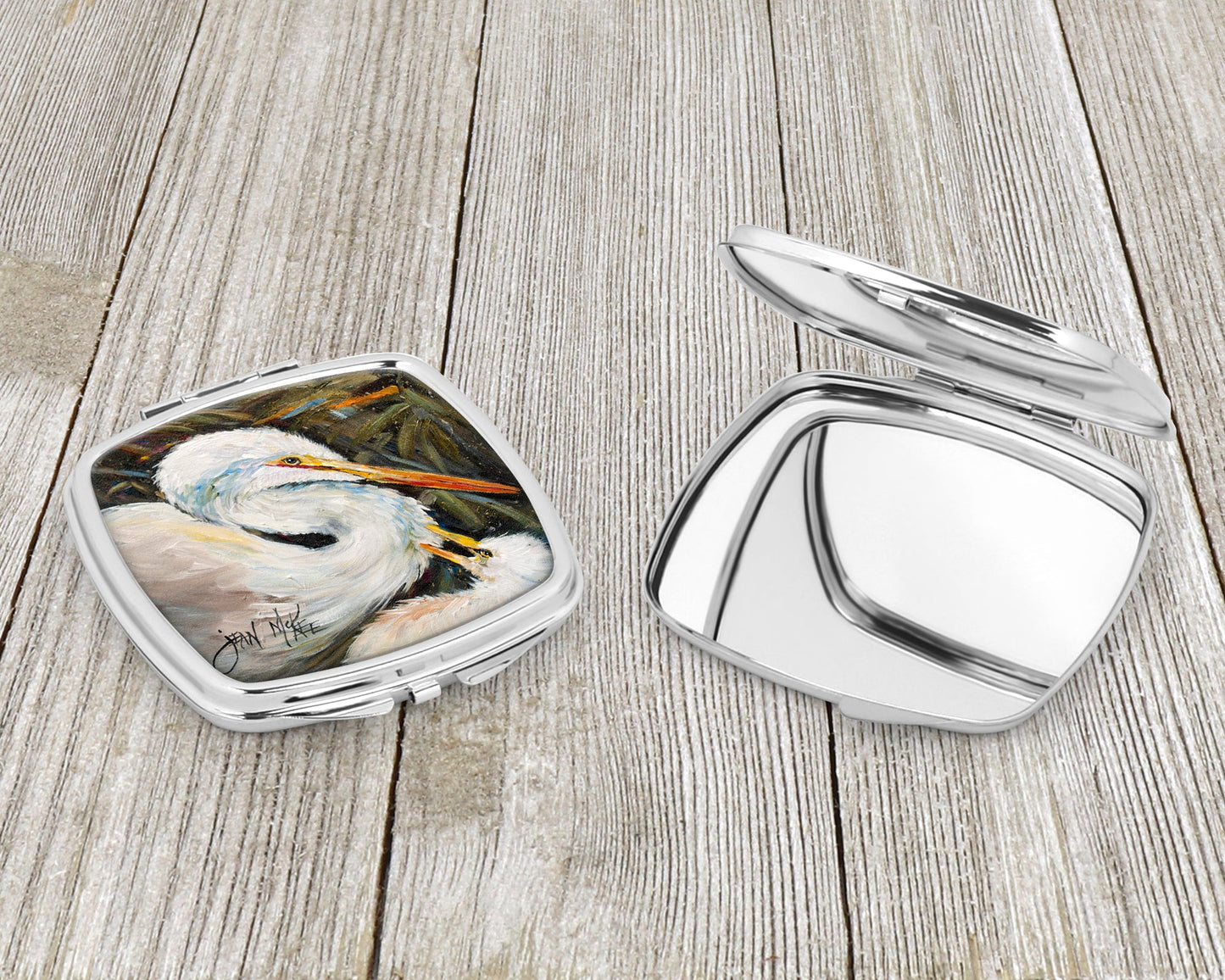 White Egret Compact Mirror JMK1227SCM by Caroline's Treasures