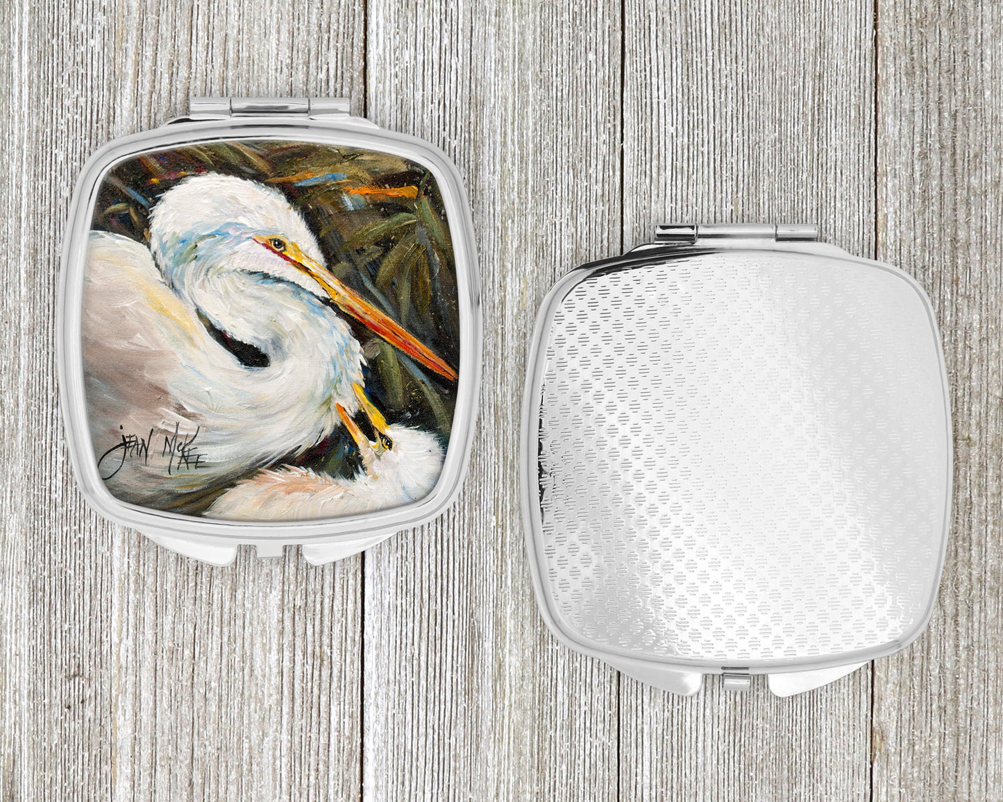 White Egret Compact Mirror JMK1227SCM by Caroline's Treasures