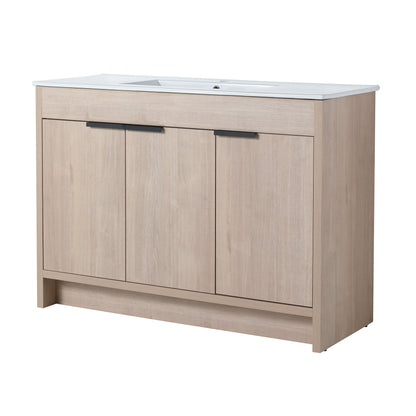 (KD-PACKING)48 Inch Freestanding Bathroom Vanity With White Ceramic Sink(G-lemon SKU:BVB02448PLO-G-BL9120B) THEGSND LLC