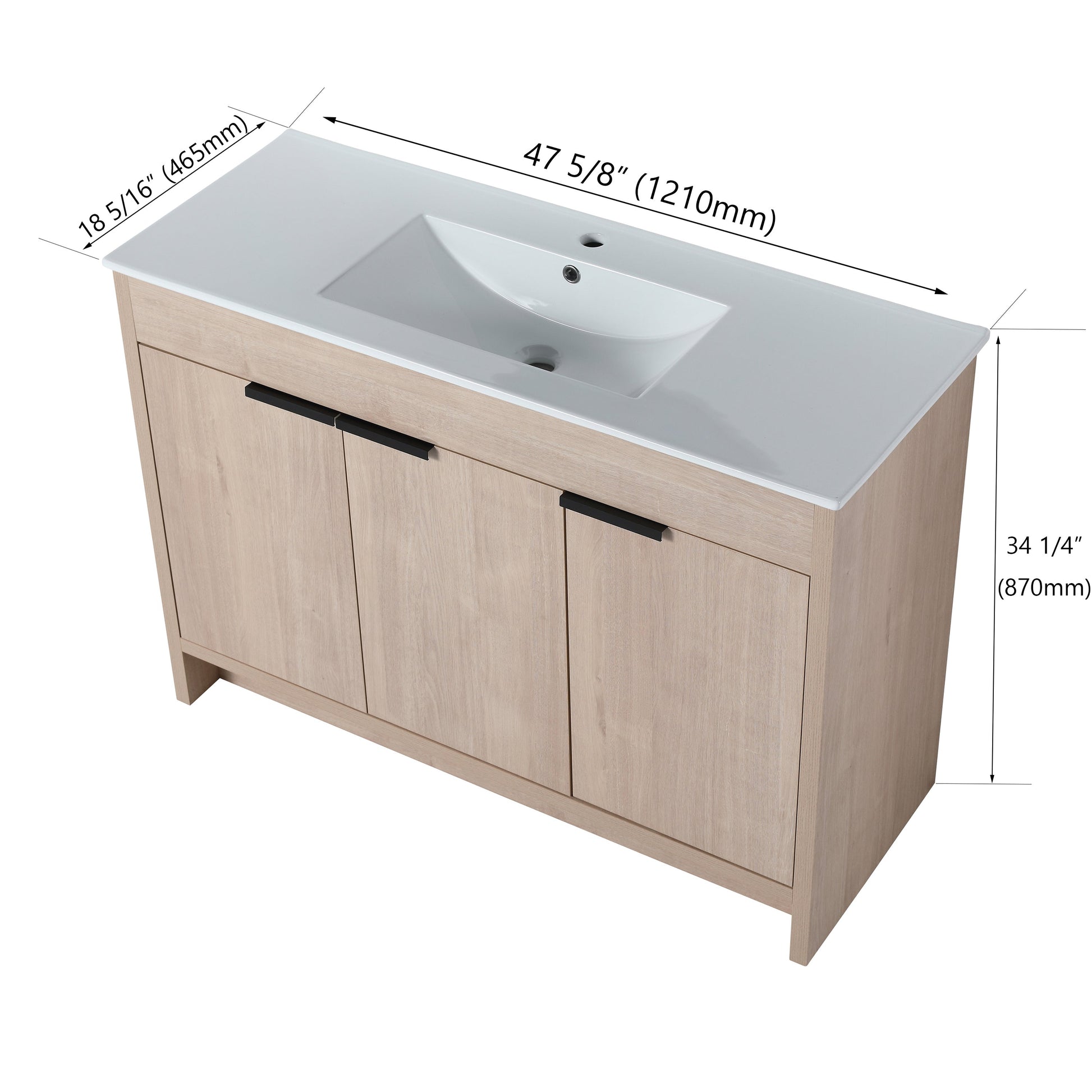 (KD-PACKING)48 Inch Freestanding Bathroom Vanity With White Ceramic Sink(G-lemon SKU:BVB02448PLO-G-BL9120B) THEGSND LLC