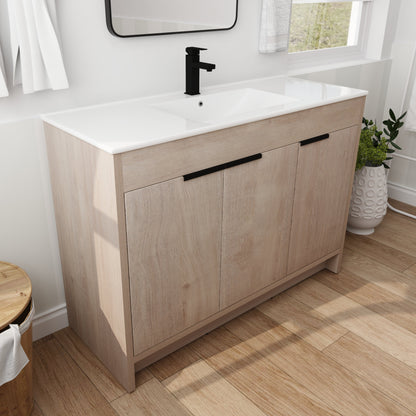 (KD-PACKING)48 Inch Freestanding Bathroom Vanity With White Ceramic Sink(G-lemon SKU:BVB02448PLO-G-BL9120B) THEGSND LLC