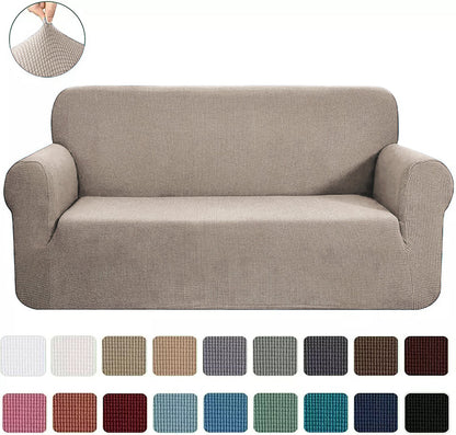 Khaki 2-Piece Set Slipcover Sofa & Loveseat Cover Protector 4-Way Stretch Elastic by Homemartgoods