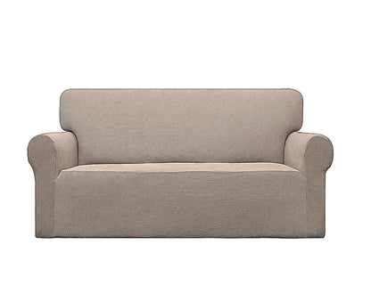 Khaki 2-Piece Set Slipcover Sofa & Loveseat Cover Protector 4-Way Stretch Elastic by Homemartgoods