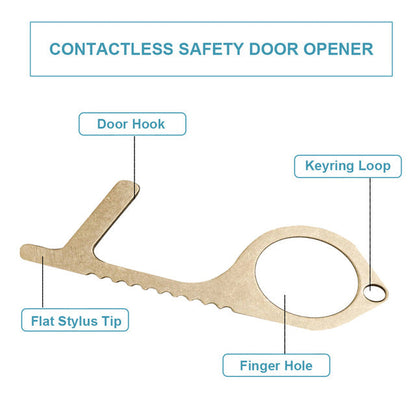 Safe Touch N Go Key Style Contact Less Assist Tool In Brass by VistaShops