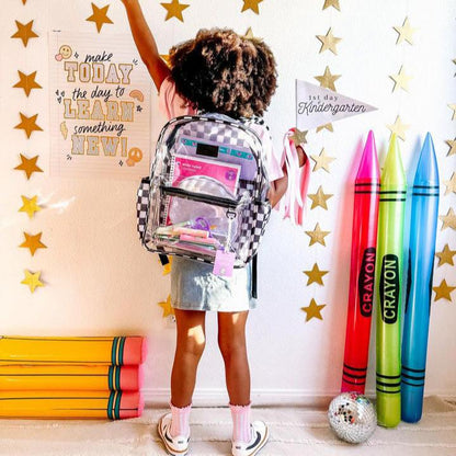 Kids Clear Checkered Backpack by Big Little Wish