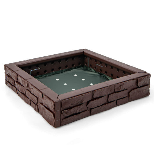 2-In-1 HDPE Kids Sandbox with Cover and Bottom Liner-Brown by VYSN