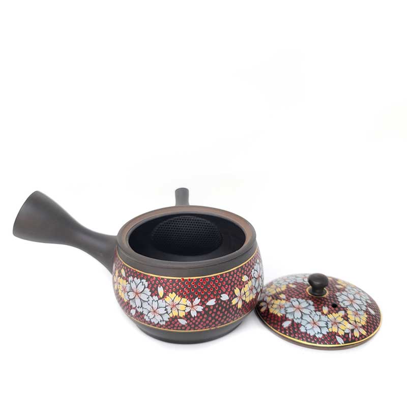 Tokoname Japanese Kyusu Teapot Red Sakura by Tea and Whisk