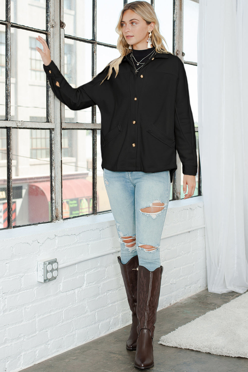 The Harlowe | Cozy Button Up Shacket by Babs+Birdie