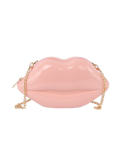 Patent Kissable Lips Shoulder Bag by hfstylish