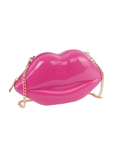 Patent Kissable Lips Shoulder Bag by hfstylish