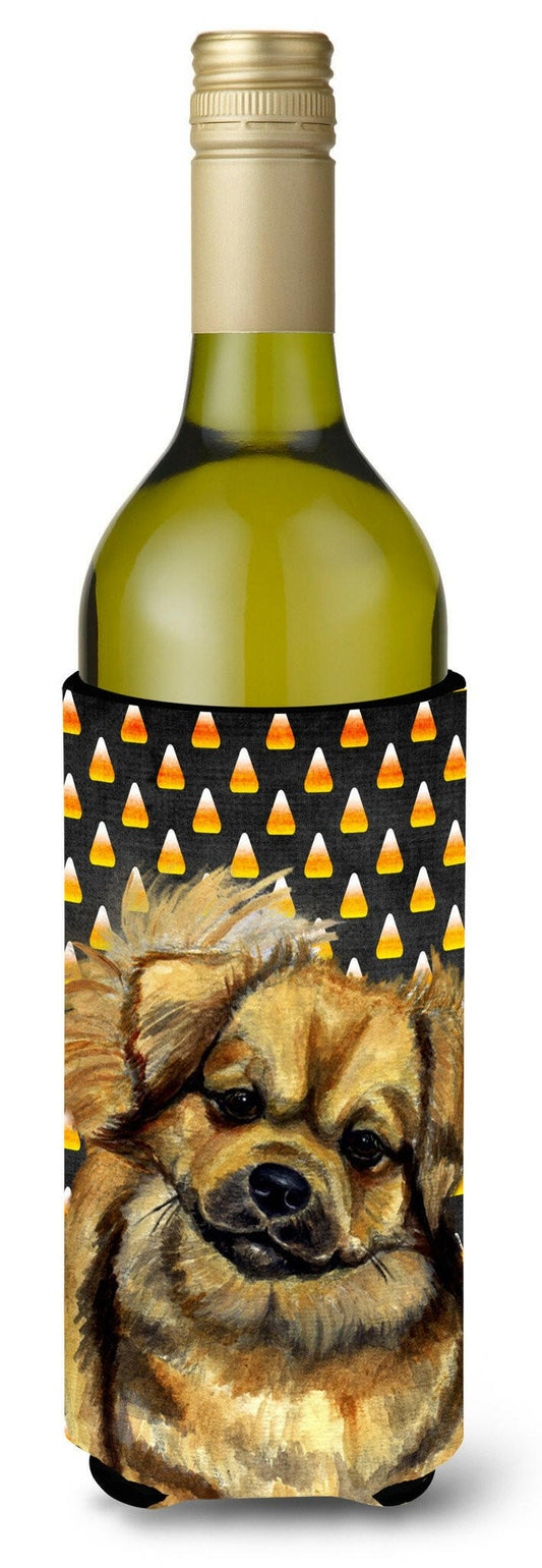 Tibetan Spaniel Candy Corn Halloween Portrait Wine Bottle Beverage Insulator Beverage Insulator Hugger by Caroline's Treasures