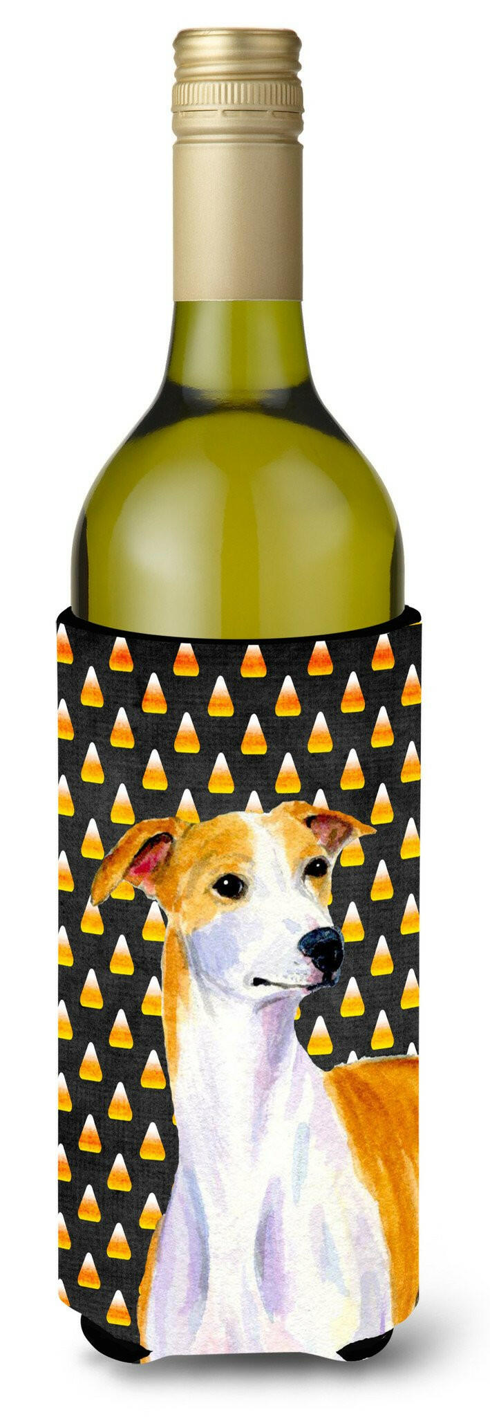 Whippet Candy Corn Halloween Portrait Wine Bottle Beverage Insulator Beverage Insulator Hugger by Caroline's Treasures