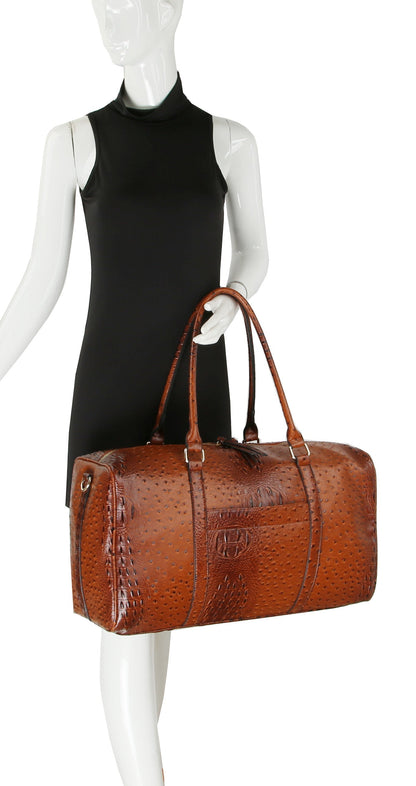 Ostrich Croc Duffle Bag by hfstylish