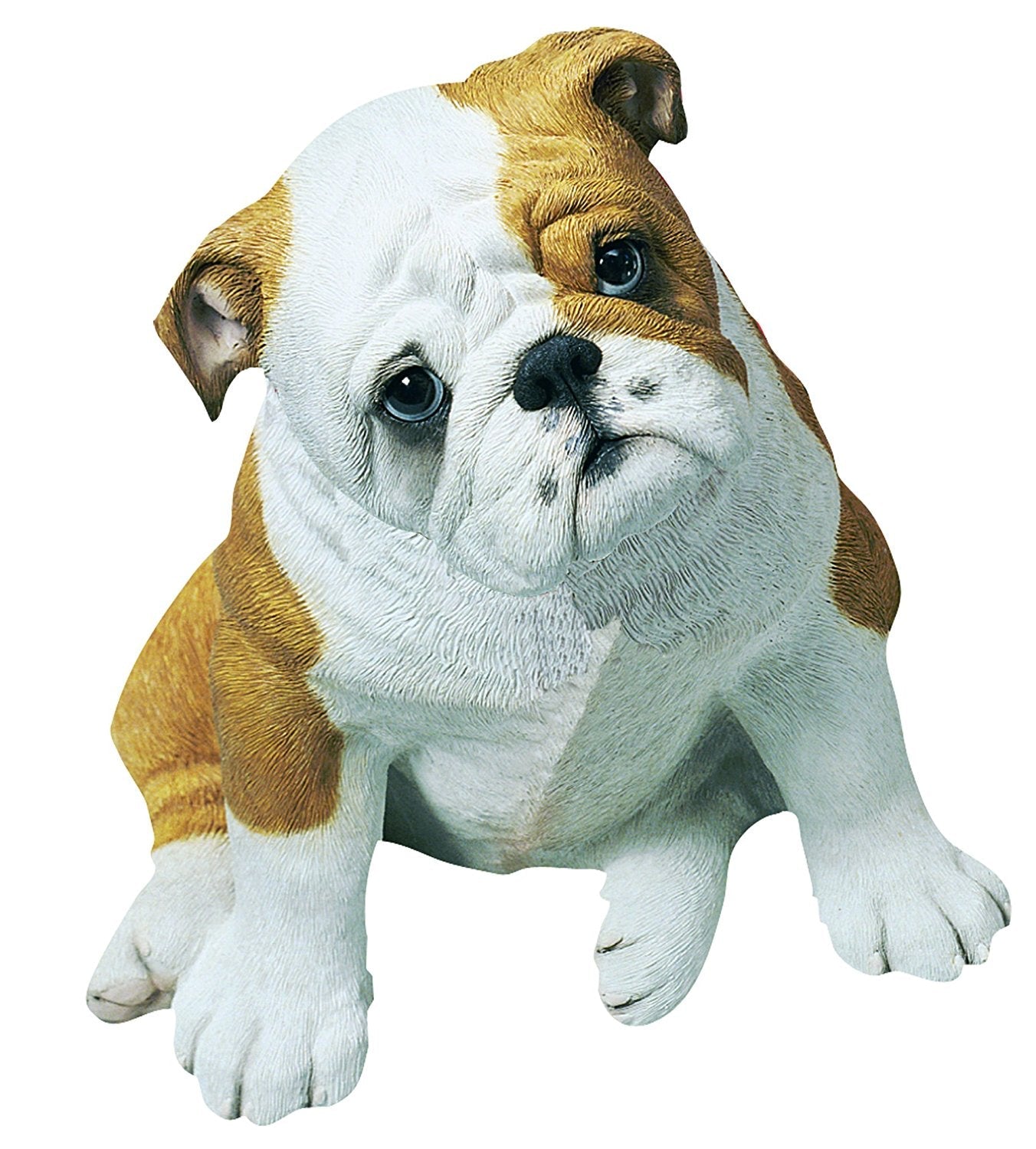 Sandicast "Life Size" Sitting Fawn Bulldog Pup Dog Sculpture by Present Paper