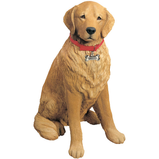 Sandicast "Life Size Large" Sitting Golden Retriever Dog Sculpture by Present Paper