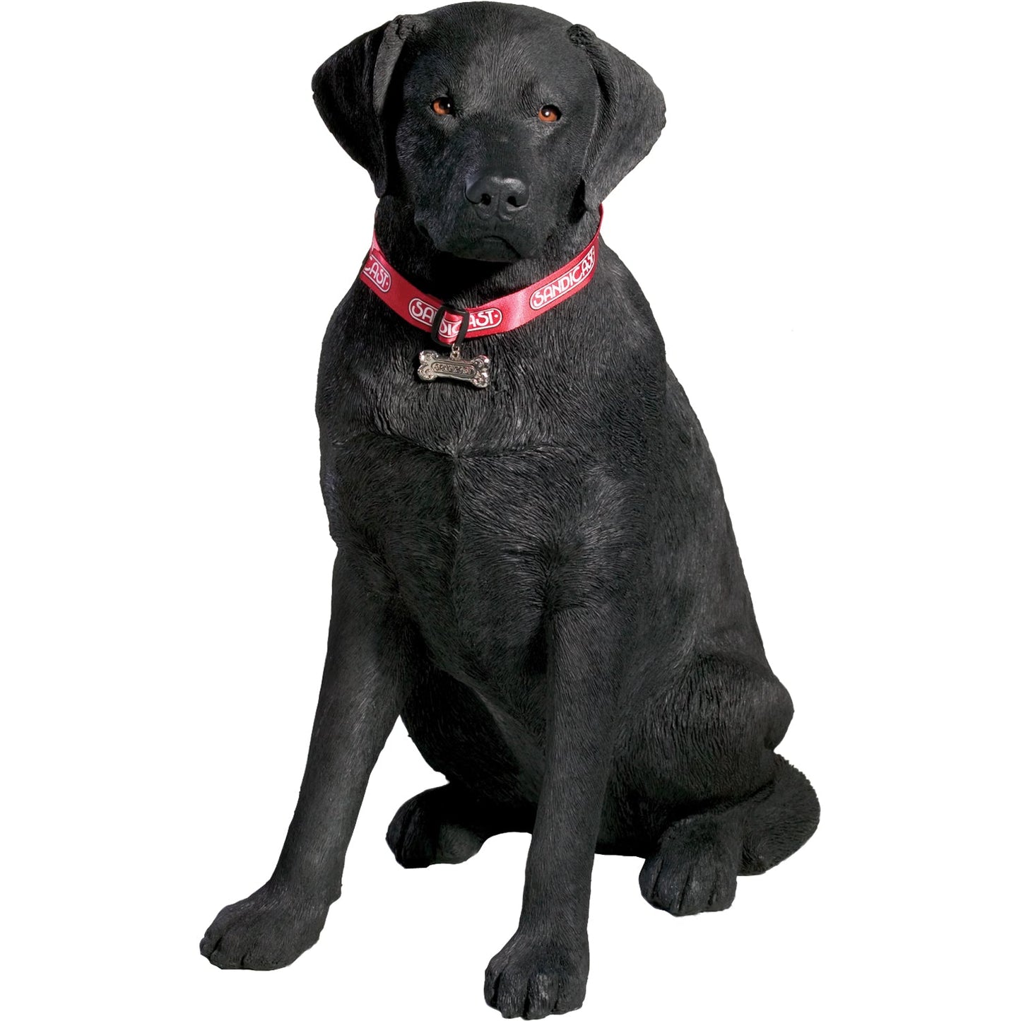 Sandicast "Life Size Large" Sitting Black Labrador Retriever Dog Sculpture by Present Paper