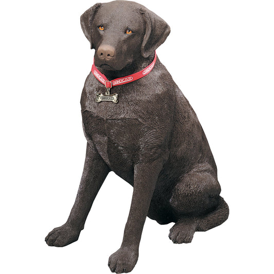 Sandicast "Life Size Large" Sitting Chocolate Labrador Retriever Dog Sculpture by Present Paper