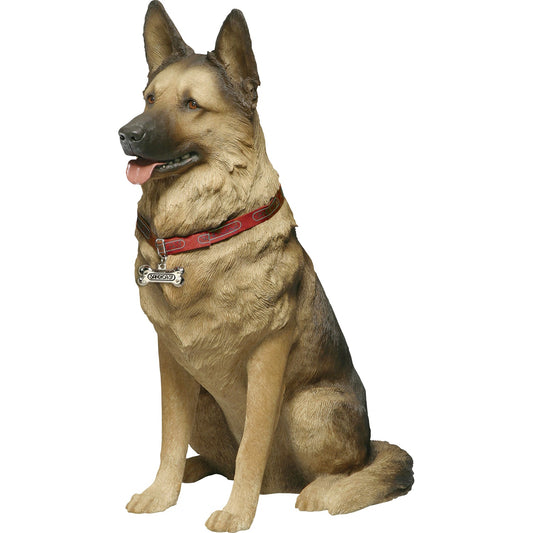 Sandicast "Life Size Large" Sitting German Shepherd Dog Sculpture by Present Paper