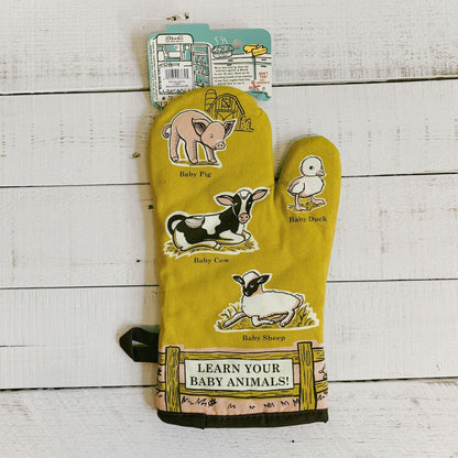 Last Call! Learn Your Baby Animals Oven Mitt with Animal Design | Kitchen Thermal Single Pot Holder | BlueQ at GetBullish by The Bullish Store