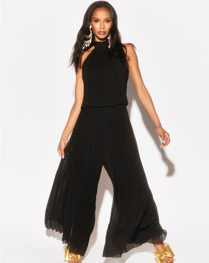 Wild Orchid Pleat Jumpsuit - Black by Meghan Fabulous