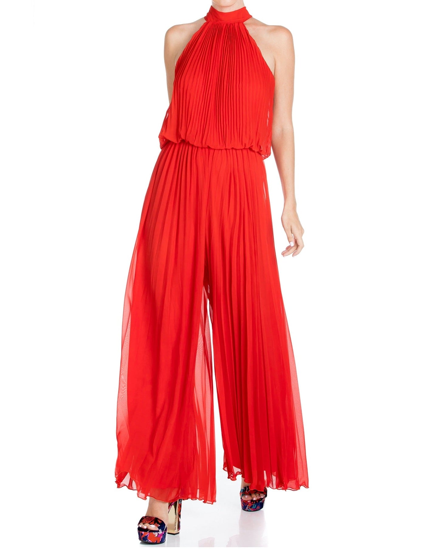 Wild Orchid Pleat Jumpsuit - Tomato by Meghan Fabulous