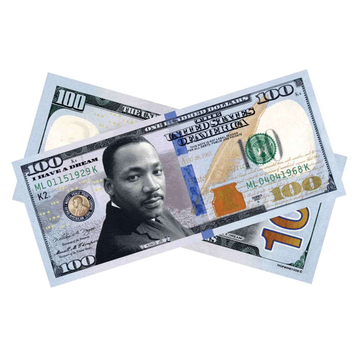 100x $100 Martin Luther King Jr. Commemorative Bills by Prop Money Inc