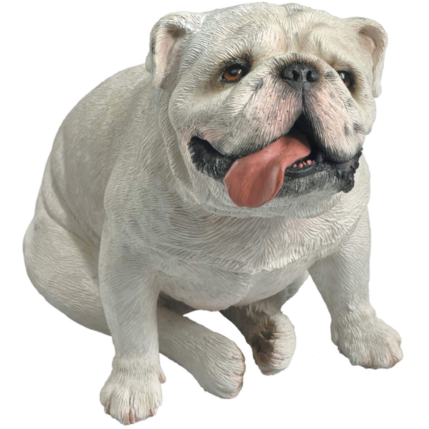 Sandicast "Mid Size" Sitting White Bulldog Sculpture by Present Paper