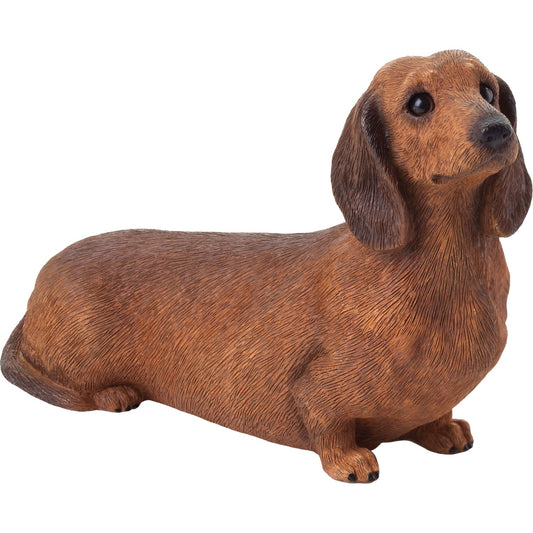 Sandicast "Mid Size" Sitting Red Smooth Dachshund Dog Sculpture by Present Paper