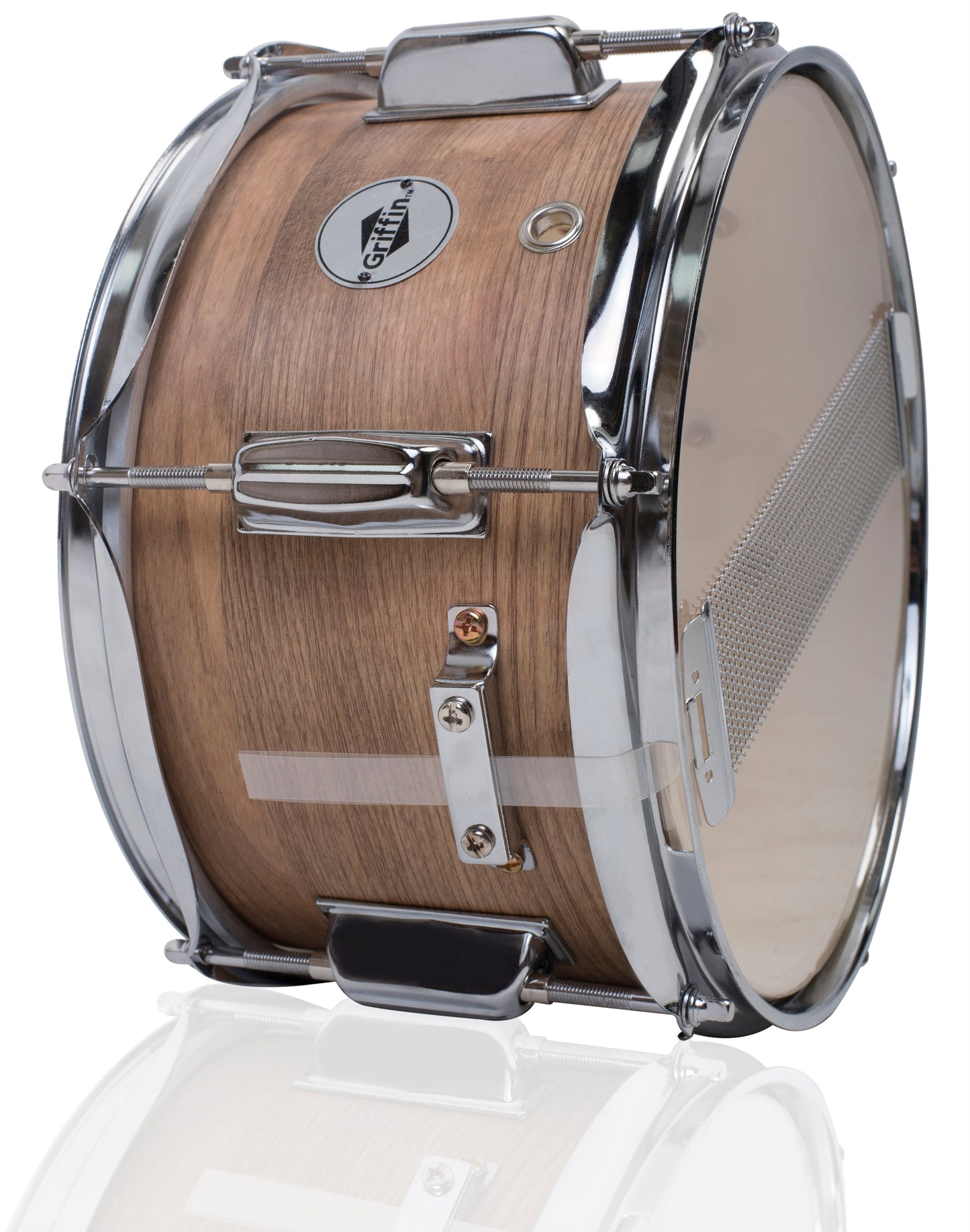 Popcorn Soprano Snare Drum by GRIFFIN | Acoustic Firecracker 10"x6" Poplar Wood Shell with Oakwood PVC | Mini Concert Marching Percussion Musical Instrument with Snare Throw Off, Drummers Key & Head by GeekStands.com