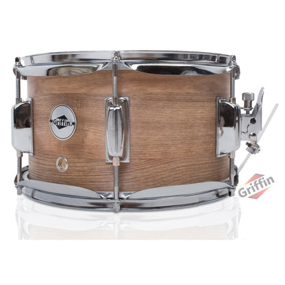 Popcorn Soprano Snare Drum by GRIFFIN - Acoustic Firecracker 10"x6" Poplar Wood Shell with Oakwood PVC - Mini Concert Marching Percussion Instrument by GeekStands.com