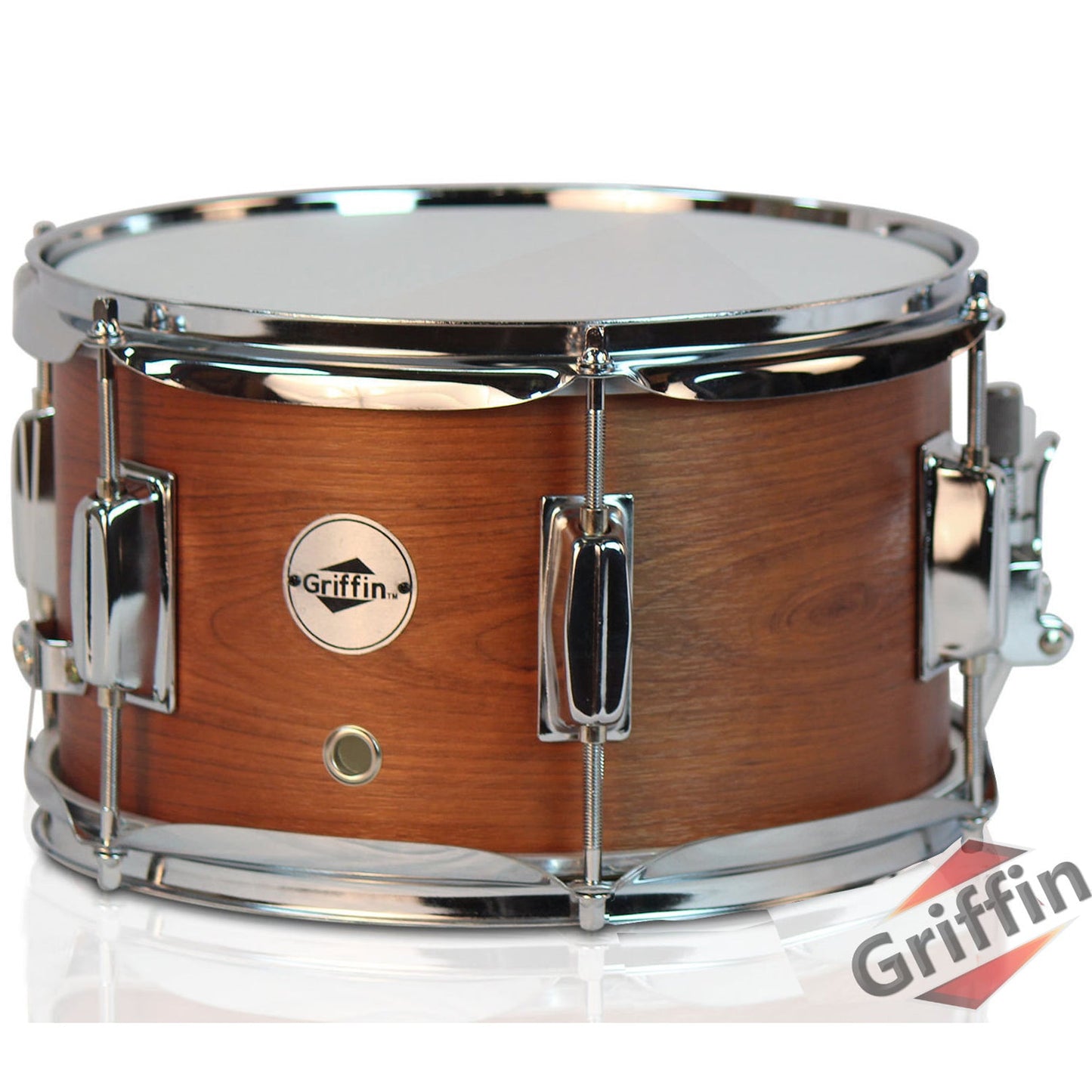 Popcorn Snare Drum by GRIFFIN - Soprano Firecracker 10" x 6" Poplar Wood Shell with Hickory PVC - Concert Percussion Musical Instrument Drummers Key by GeekStands.com