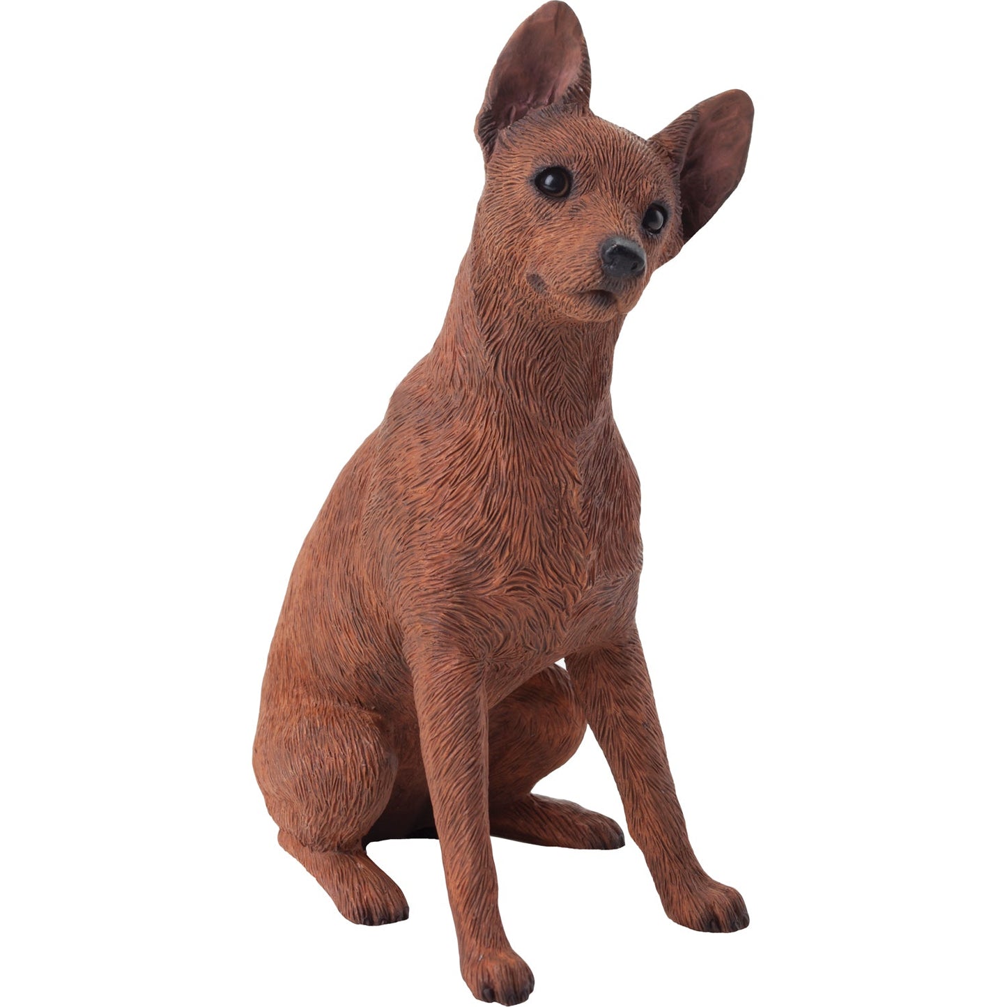 Sandicast "Mid Size" Sitting Red Miniature Pinscher Dog Sculpture by Present Paper