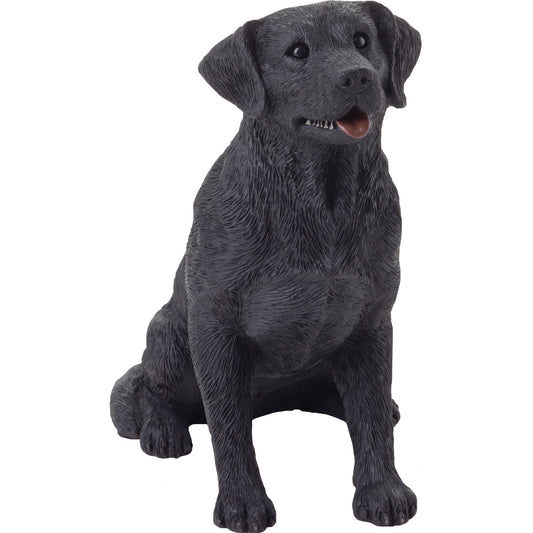 Sandicast "Mid Size" Sitting Black Labrador Retriever Dog Sculpture by Present Paper