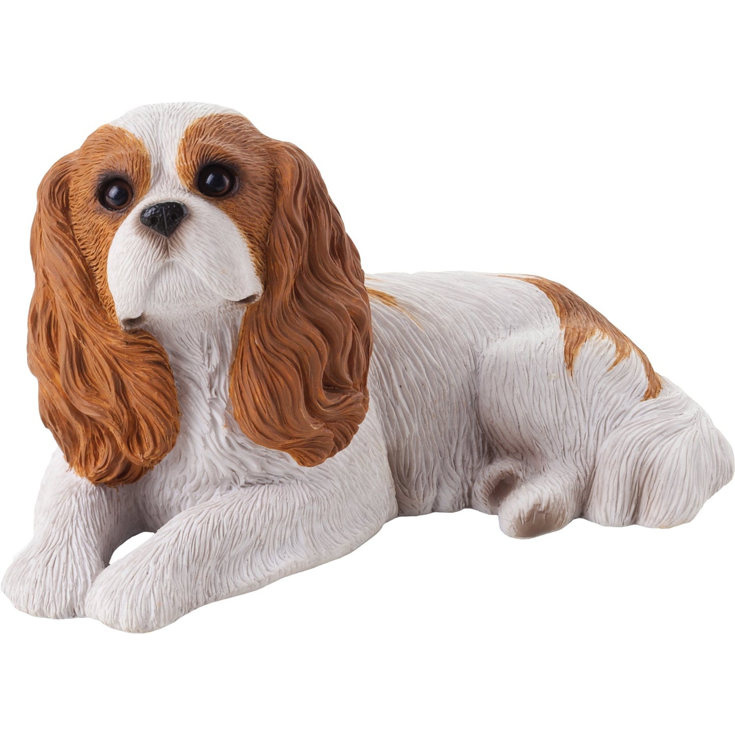 Sandicast "Mid Size" Lying Blenheim Cavalier King Charles Spaniel Dog Sculpture by Present Paper