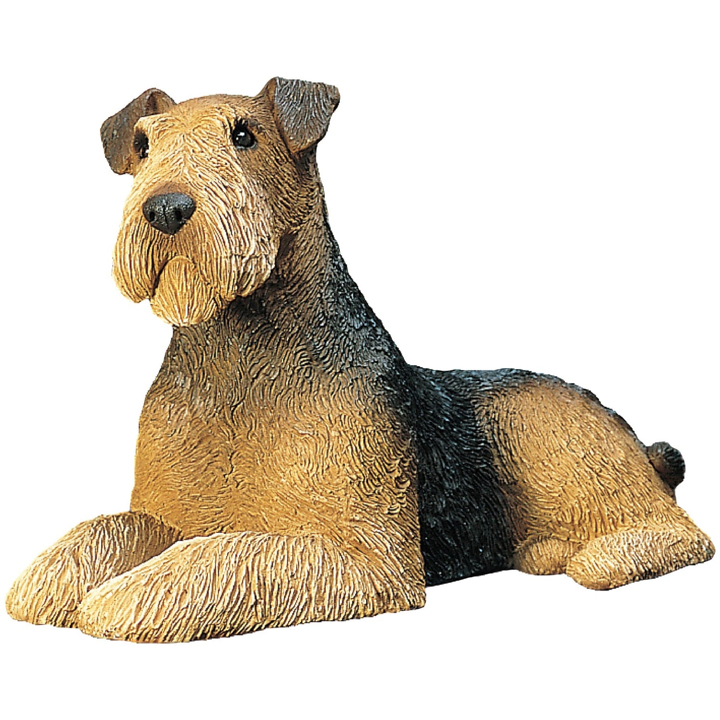 Sandicast "Mid Size" Lying Airedale Terrier Dog Sculpture by Present Paper