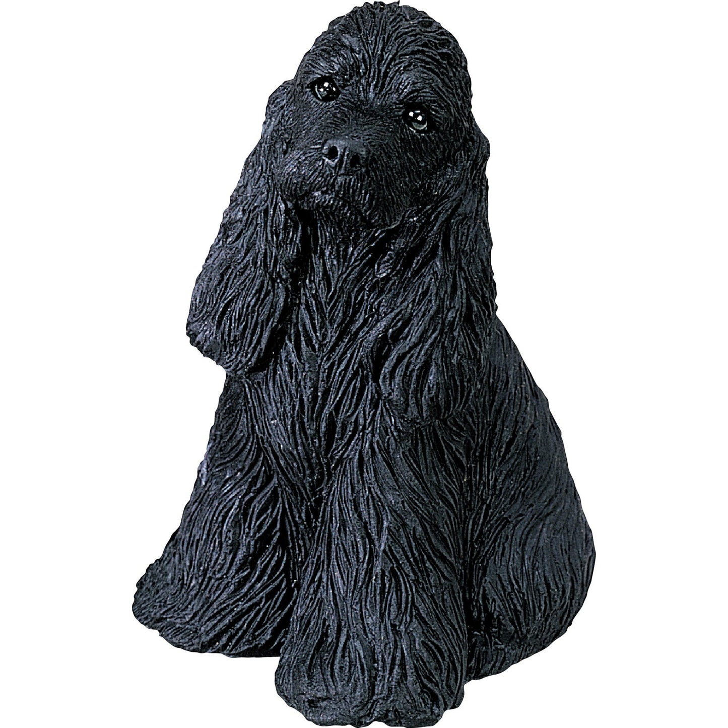 Sandicast "Mid Size" Sitting Black Cocker Spaniel Dog Sculpture by Present Paper