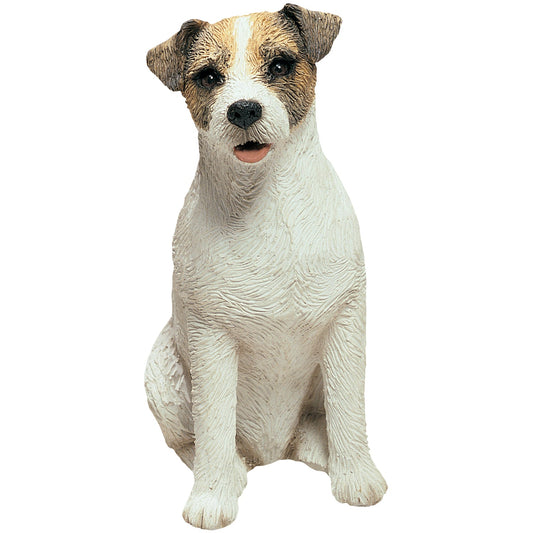 Sandicast "Mid Size" Sitting Brown Rough Jack Russell Terrier Dog Sculpture by Present Paper