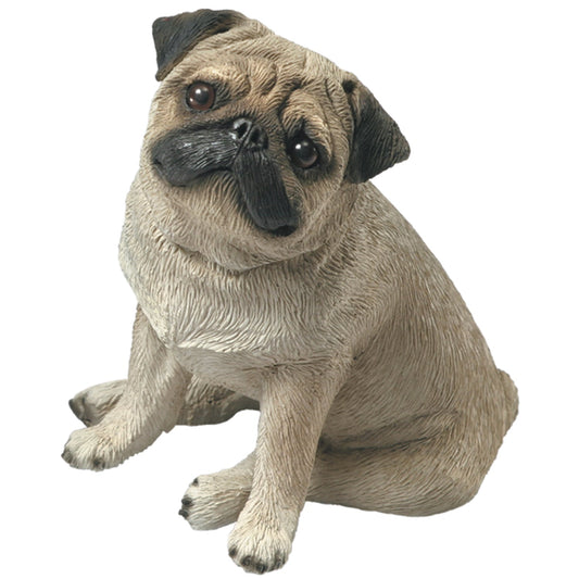 Sandicast "Mid Size" Sitting Fawn Pug Dog Sculpture by Present Paper