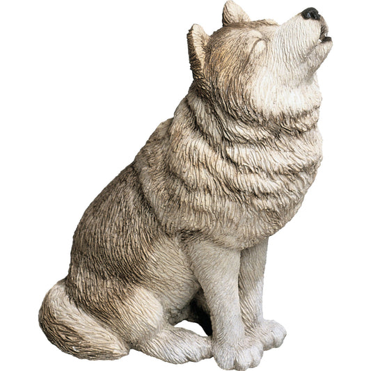 Sandicast "Mid Size" Howling Gray Wolf Sculpture by Present Paper