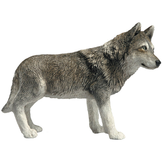 Sandicast "Mid Size" Standing Gray Wolf Sculpture by Present Paper