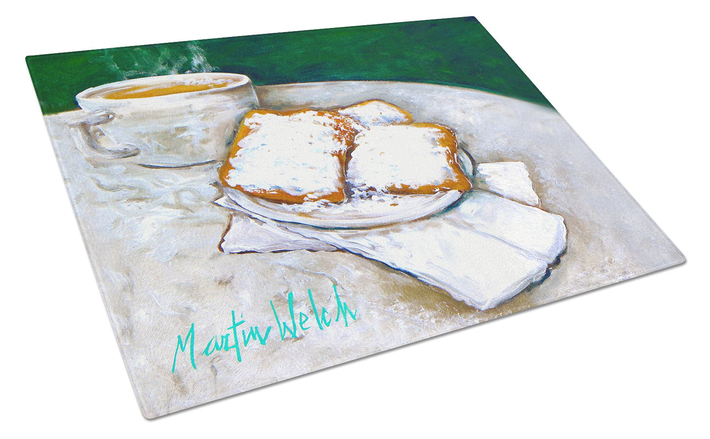 Breakfast Delight Beignets Glass Cutting Board Large MW1271LCB by Caroline's Treasures