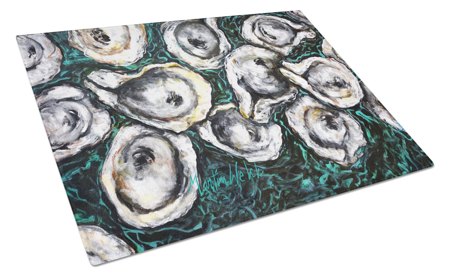 Oyster Lily Glass Cutting Board by Caroline's Treasures