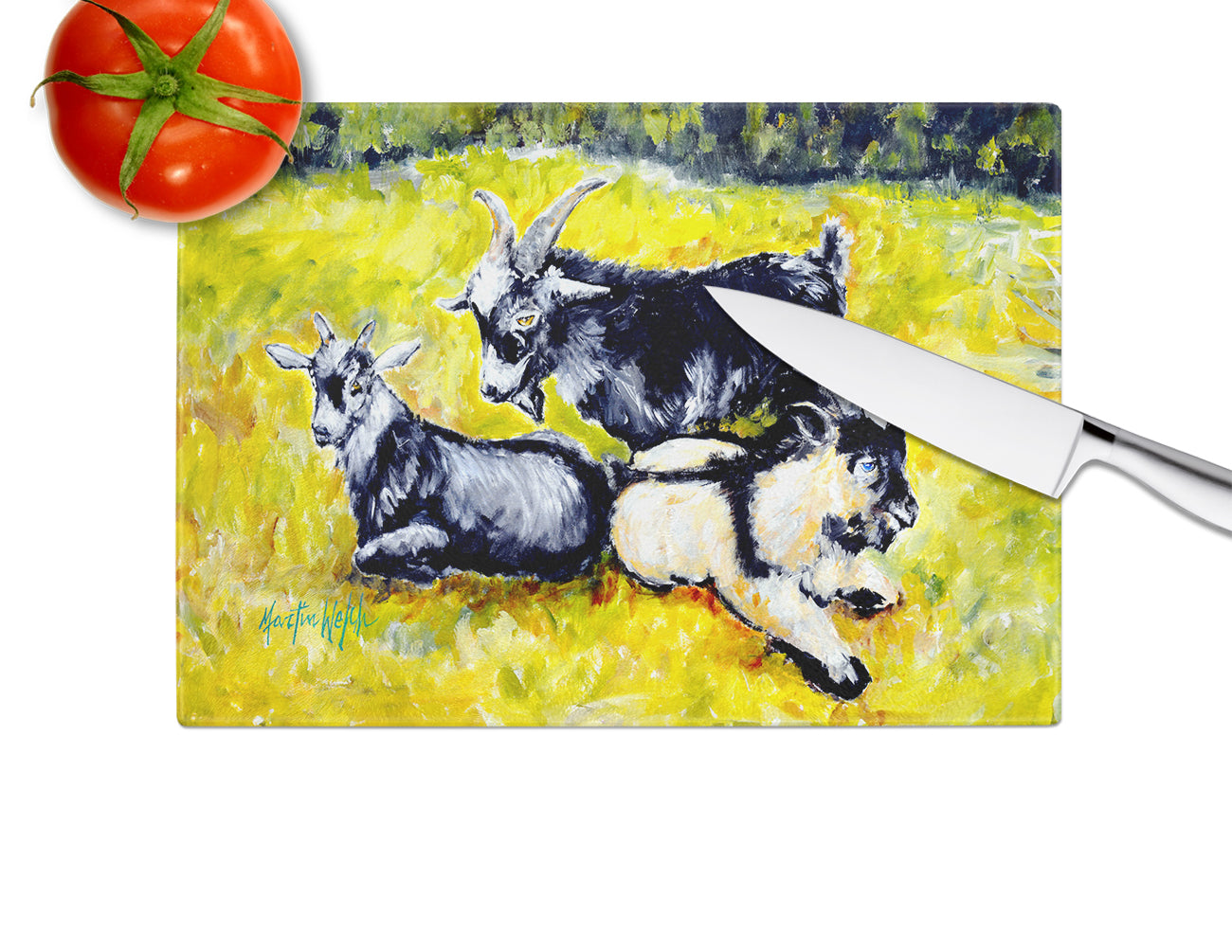 Scooter Pooter and Tooter Goats Glass Cutting Board by Caroline's Treasures