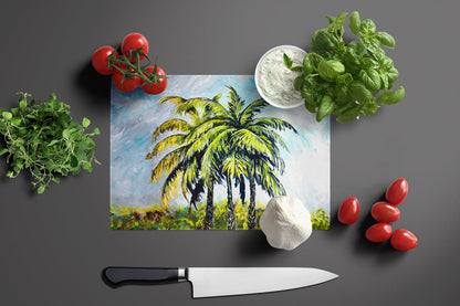 Tropical Breeze Palm Trees Glass Cutting Board by Caroline's Treasures